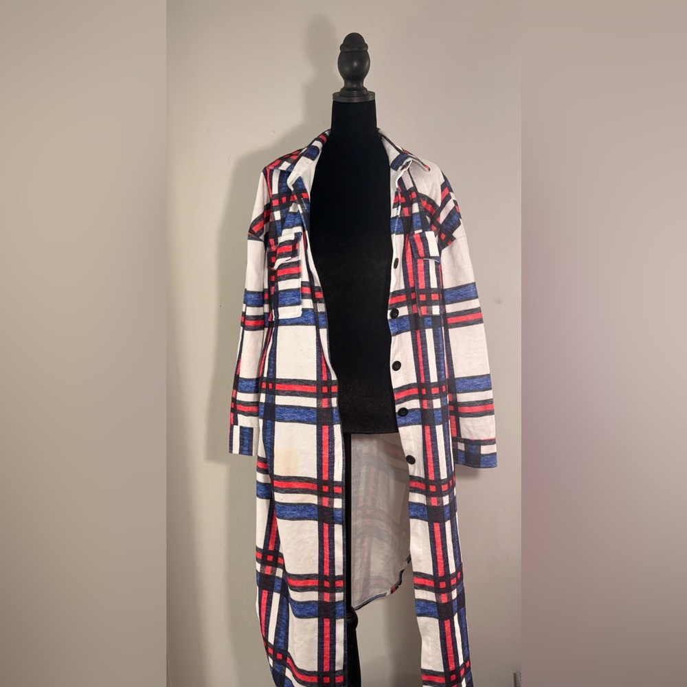 Plaid Women's Jacket - Red, Blue, White